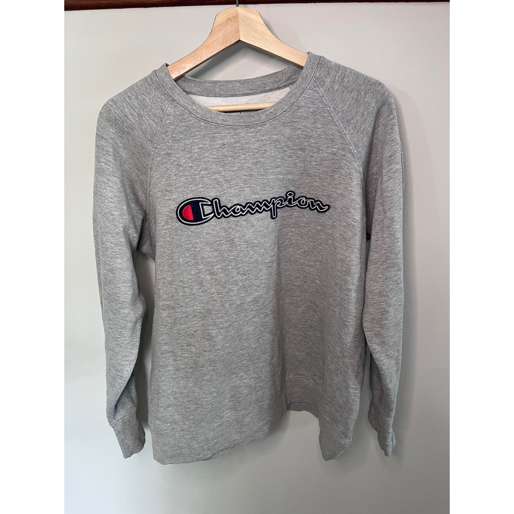 Champion Mens Authentic Athleticwear Script Logo Sweatshirt Gray Large RN15763